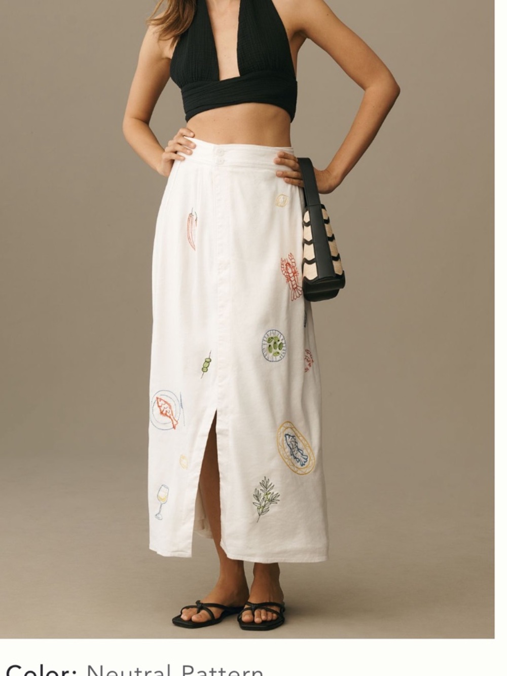 Anthropologie Maeve Wrap Linen Embellished skirt
